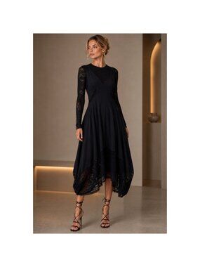 New Season HIGH  Entice lace and satin midi dress Size 12 UK, 8 US
